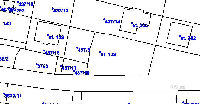 Parcela st. 138 v KÚ Chodský Újezd, Katastrální mapa