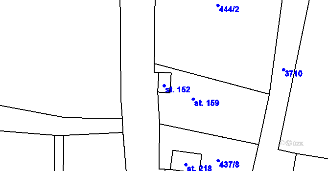 Parcela st. 152 v KÚ Chodský Újezd, Katastrální mapa