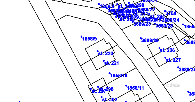 Parcela st. 220 v KÚ Chodský Újezd, Katastrální mapa