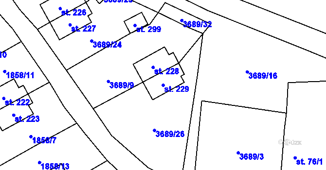 Parcela st. 229 v KÚ Chodský Újezd, Katastrální mapa