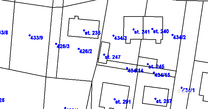 Parcela st. 247 v KÚ Chodský Újezd, Katastrální mapa