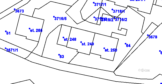 Parcela st. 249 v KÚ Chodský Újezd, Katastrální mapa