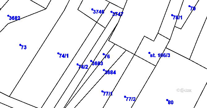 Parcela st. 76 v KÚ Chodský Újezd, Katastrální mapa