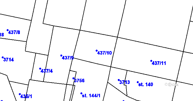 Parcela st. 437/10 v KÚ Chodský Újezd, Katastrální mapa