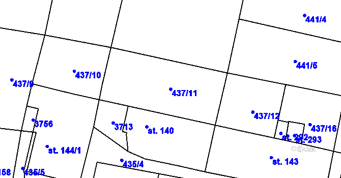 Parcela st. 437/11 v KÚ Chodský Újezd, Katastrální mapa