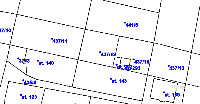 Parcela st. 437/12 v KÚ Chodský Újezd, Katastrální mapa