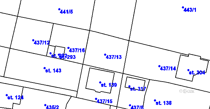 Parcela st. 437/13 v KÚ Chodský Újezd, Katastrální mapa