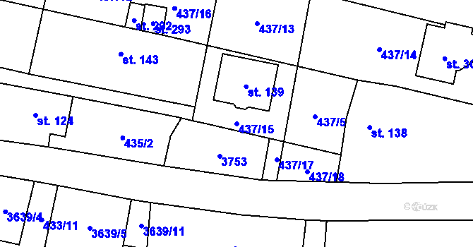 Parcela st. 437/15 v KÚ Chodský Újezd, Katastrální mapa