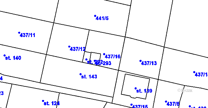 Parcela st. 437/16 v KÚ Chodský Újezd, Katastrální mapa