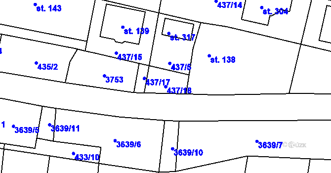 Parcela st. 437/18 v KÚ Chodský Újezd, Katastrální mapa