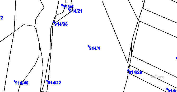 Parcela st. 914/4 v KÚ Chodský Újezd, Katastrální mapa