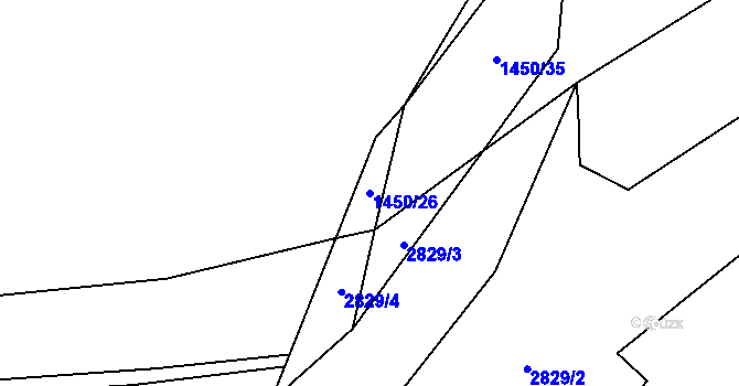 Parcela st. 1450/26 v KÚ Chodský Újezd, Katastrální mapa