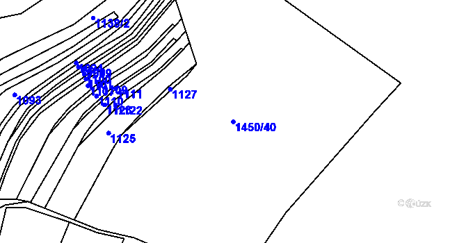 Parcela st. 1450/40 v KÚ Chodský Újezd, Katastrální mapa