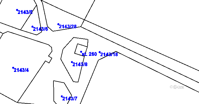 Parcela st. 2143/18 v KÚ Chodský Újezd, Katastrální mapa