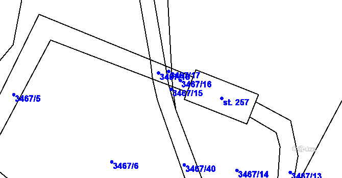 Parcela st. 3467/15 v KÚ Chodský Újezd, Katastrální mapa