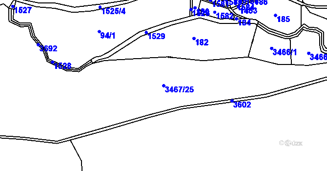 Parcela st. 3467/25 v KÚ Chodský Újezd, Katastrální mapa