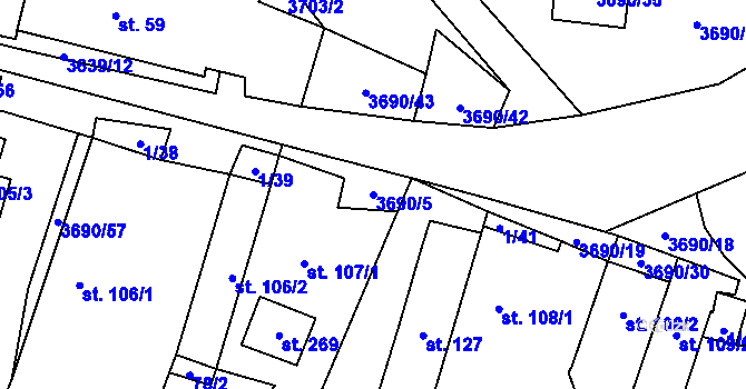 Parcela st. 3690/5 v KÚ Chodský Újezd, Katastrální mapa