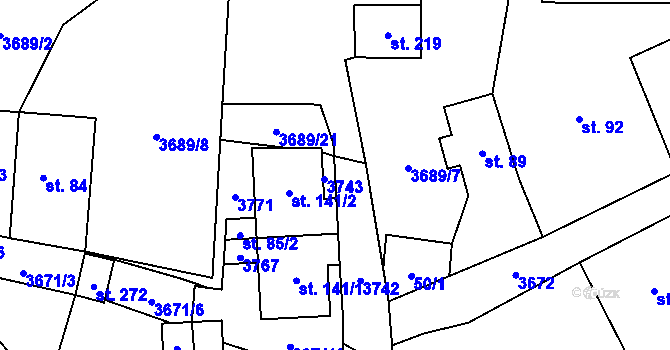 Parcela st. 85/5 v KÚ Chodský Újezd, Katastrální mapa