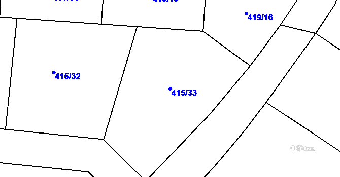 Parcela st. 415/33 v KÚ Chodský Újezd, Katastrální mapa