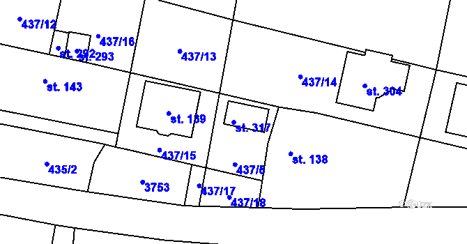 Parcela st. 317 v KÚ Chodský Újezd, Katastrální mapa