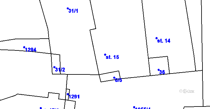 Parcela st. 15 v KÚ Neblažov, Katastrální mapa