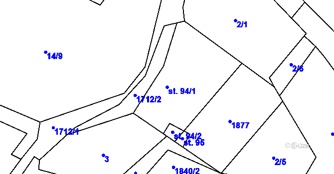Parcela st. 94/1 v KÚ Štokov, Katastrální mapa