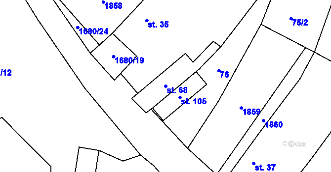 Parcela st. 68 v KÚ Štokov, Katastrální mapa