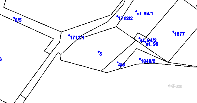 Parcela st. 3 v KÚ Štokov, Katastrální mapa