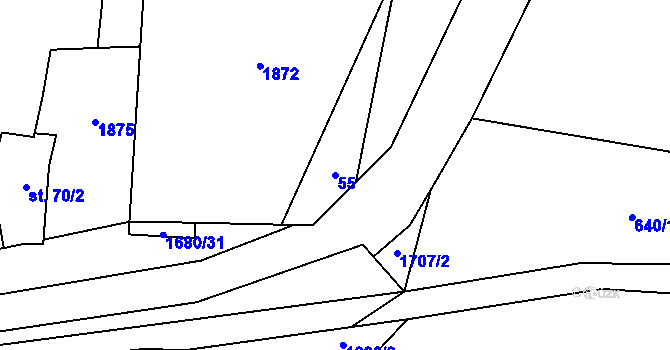 Parcela st. 55 v KÚ Štokov, Katastrální mapa