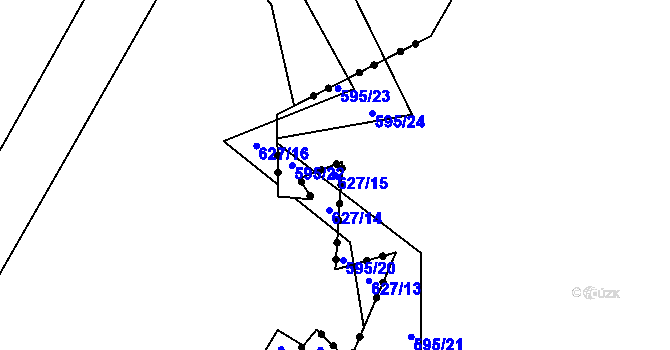 Parcela st. 627/15 v KÚ Štokov, Katastrální mapa