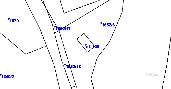 Parcela st. 108 v KÚ Štokov, Katastrální mapa