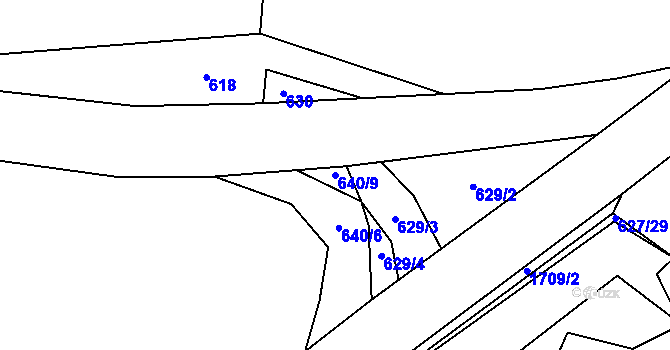 Parcela st. 640/9 v KÚ Štokov, Katastrální mapa
