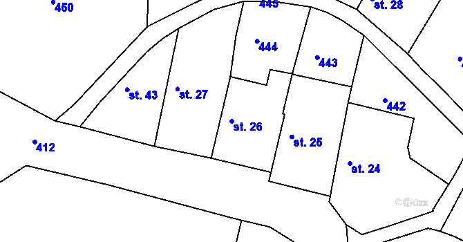 Parcela st. 26 v KÚ Chocholatá Lhota, Katastrální mapa
