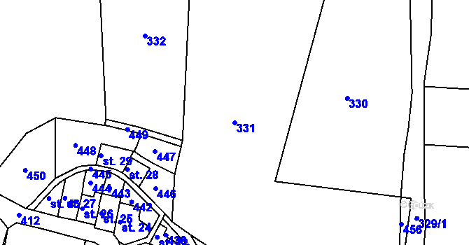 Parcela st. 331 v KÚ Chocholatá Lhota, Katastrální mapa