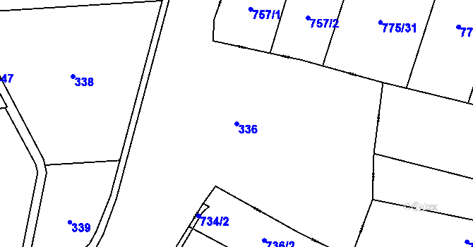Parcela st. 336 v KÚ Chocholatá Lhota, Katastrální mapa