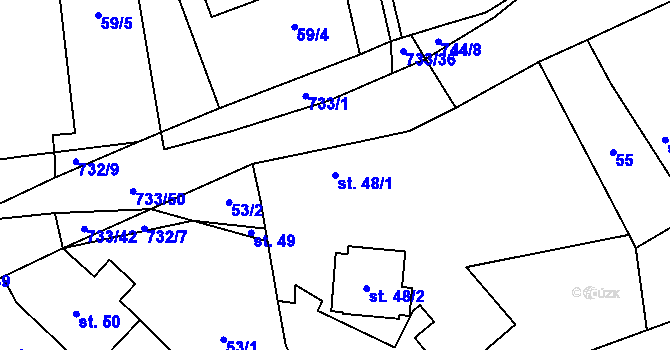 Parcela st. 48/1 v KÚ Cholenice, Katastrální mapa