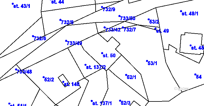 Parcela st. 50 v KÚ Cholenice, Katastrální mapa