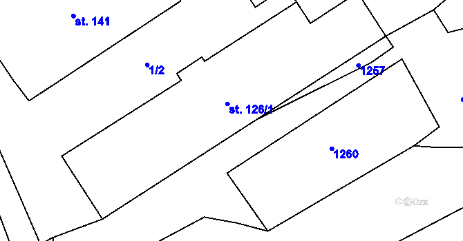 Parcela st. 126/1 v KÚ Cholenice, Katastrální mapa