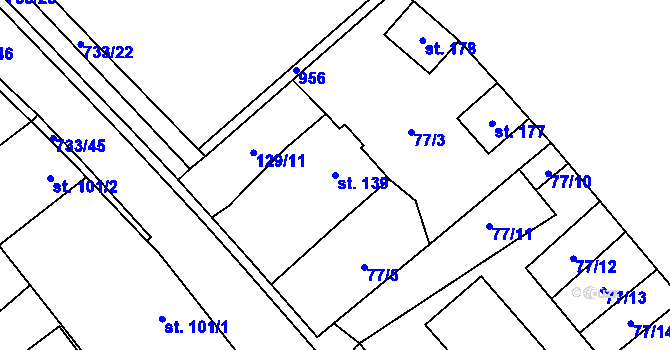 Parcela st. 139 v KÚ Cholenice, Katastrální mapa