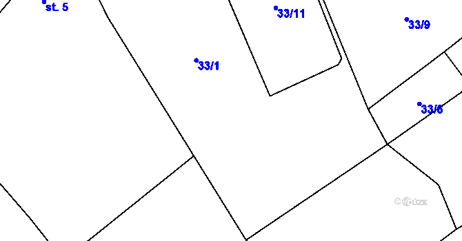 Parcela st. 33/1 v KÚ Cholenice, Katastrální mapa