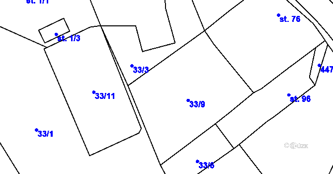 Parcela st. 33/2 v KÚ Cholenice, Katastrální mapa