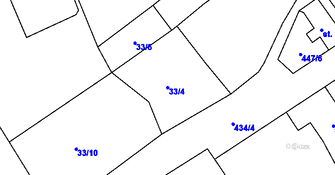 Parcela st. 33/4 v KÚ Cholenice, Katastrální mapa