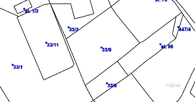 Parcela st. 33/8 v KÚ Cholenice, Katastrální mapa