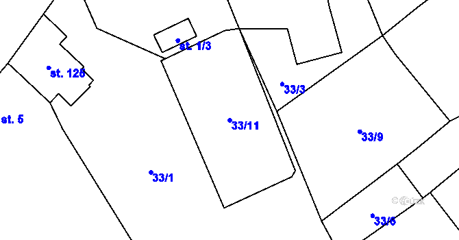 Parcela st. 33/11 v KÚ Cholenice, Katastrální mapa
