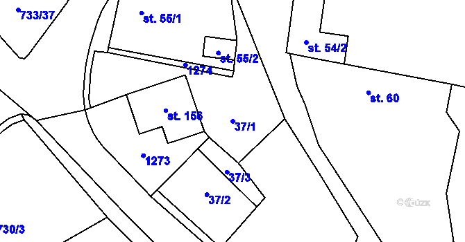Parcela st. 37/1 v KÚ Cholenice, Katastrální mapa