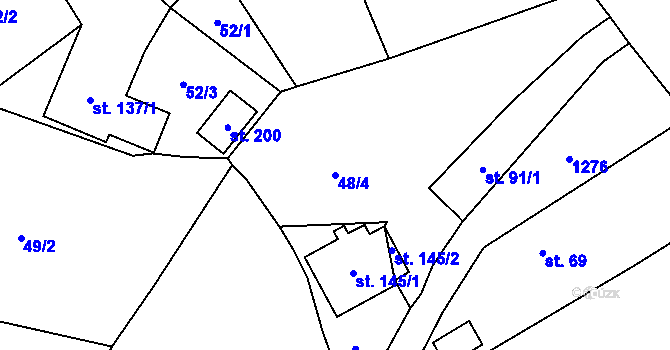 Parcela st. 48/4 v KÚ Cholenice, Katastrální mapa