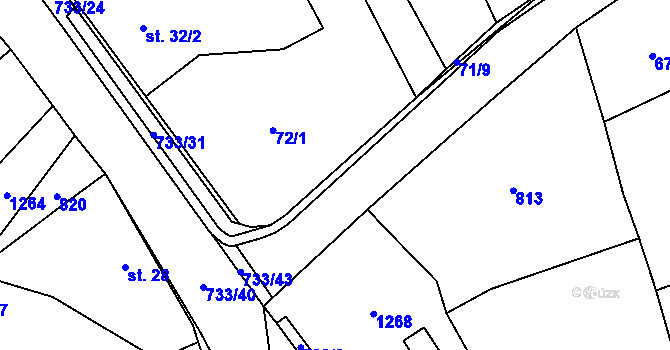 Parcela st. 72/2 v KÚ Cholenice, Katastrální mapa