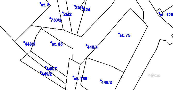 Parcela st. 448/4 v KÚ Cholenice, Katastrální mapa