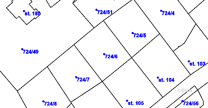 Parcela st. 724/6 v KÚ Cholenice, Katastrální mapa