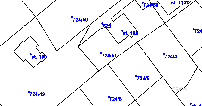 Parcela st. 724/51 v KÚ Cholenice, Katastrální mapa